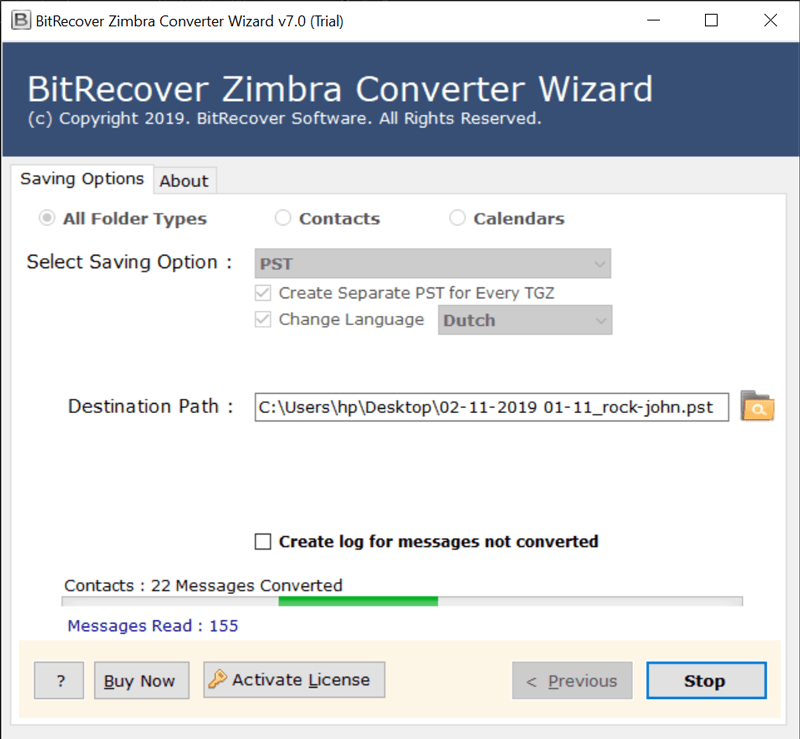 Zimbra変換ツール 14 フォーマットのzimbra Tgzデータファイルのエクスポート Bitrecover