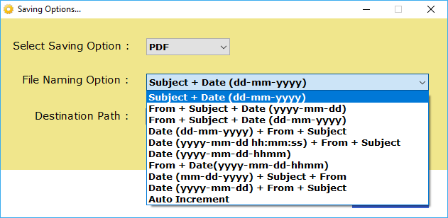 opzioni di denominazione dei file