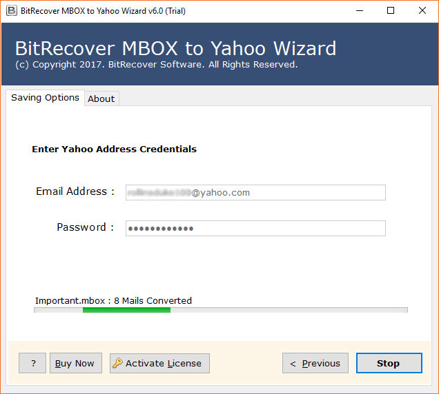 Importa il processo di MBOX in Yahoo