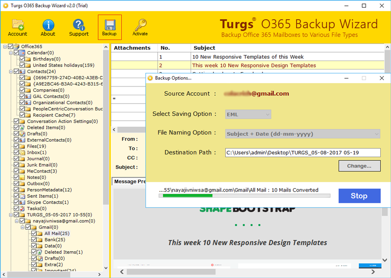 Il processo di backup è in esecuzione