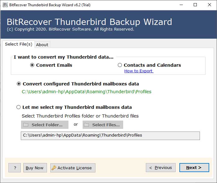 Strumento di backup di Mozilla Thunderbird