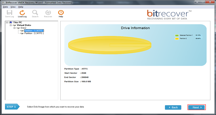 Partizione di file VMDK