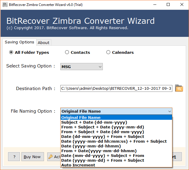 varie opzioni di denominazione dei file