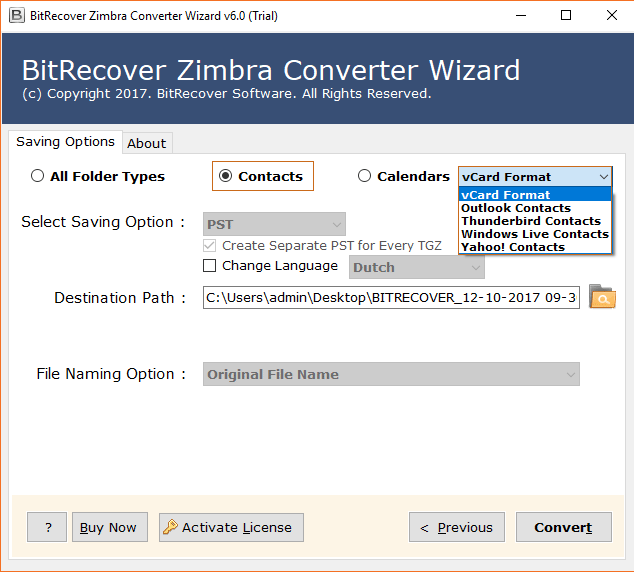 esportare i contatti Zimbra