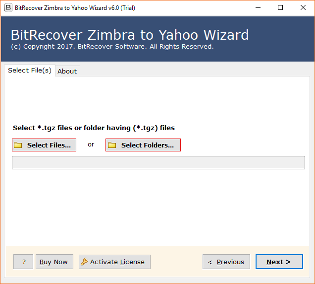 Esegui BitRecover Zimbra allo strumento Yahoo.