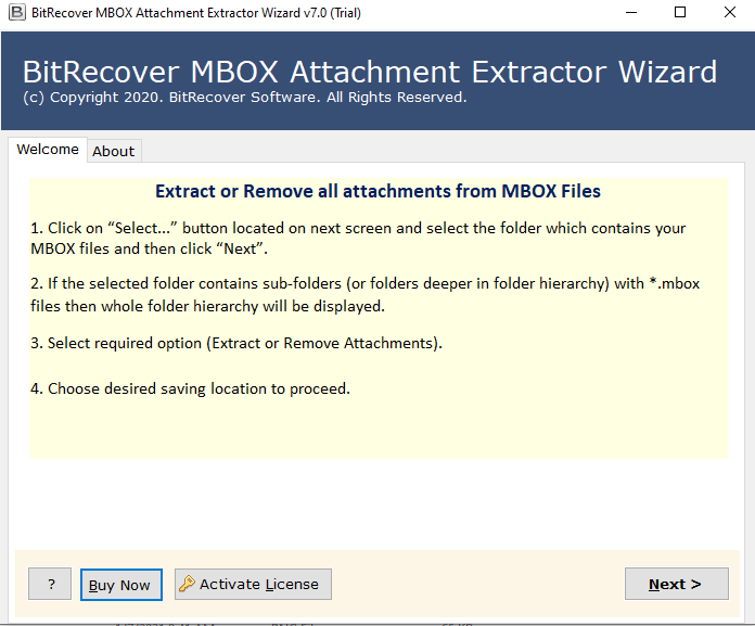 Start MBOX Attachment Extractor Software