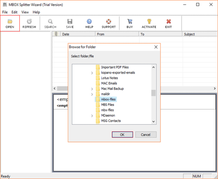 Select MBOX file