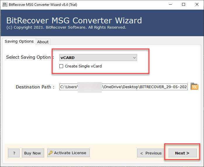 Convert Outlook MSG Contacts to vCard