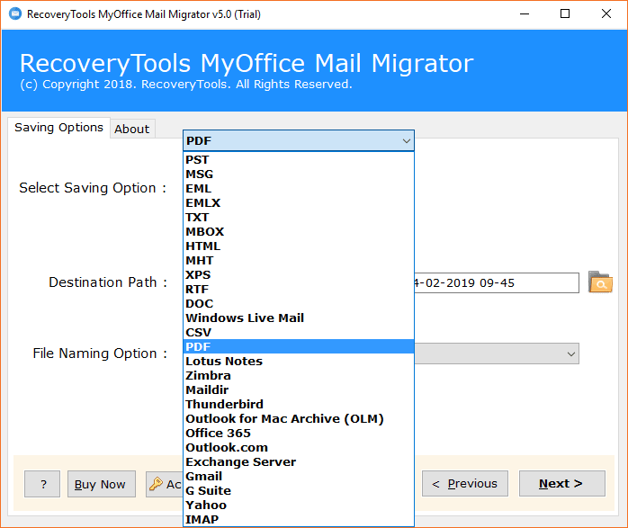 Choose saving format