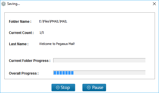 BitRecover Pegasus Mail Converter batch progress