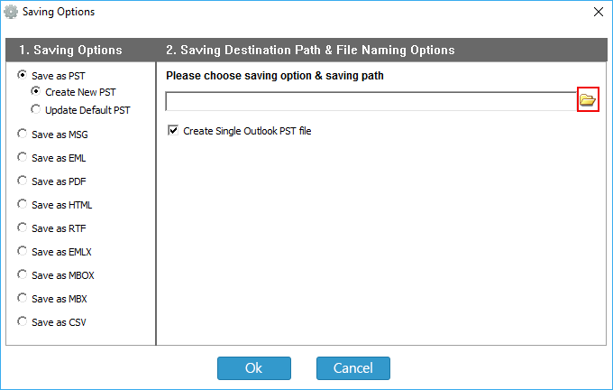 BitRecover Pegasus Mail Converter saving options