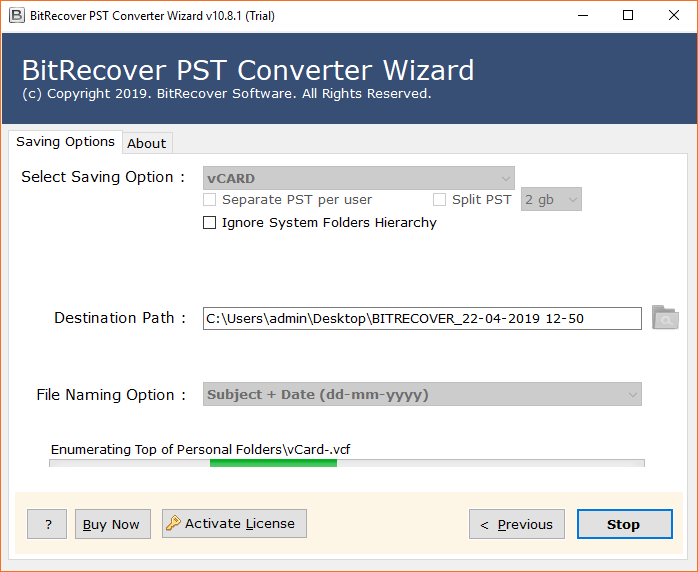 Convert PST to VCF