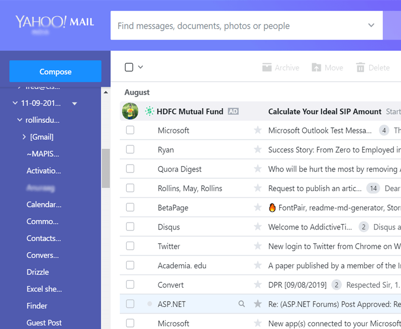 open Yahoo mail account