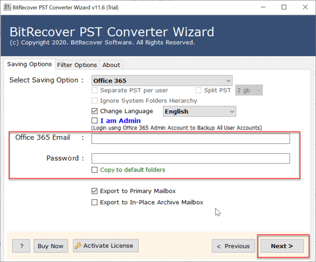 enter Office 365 credentials