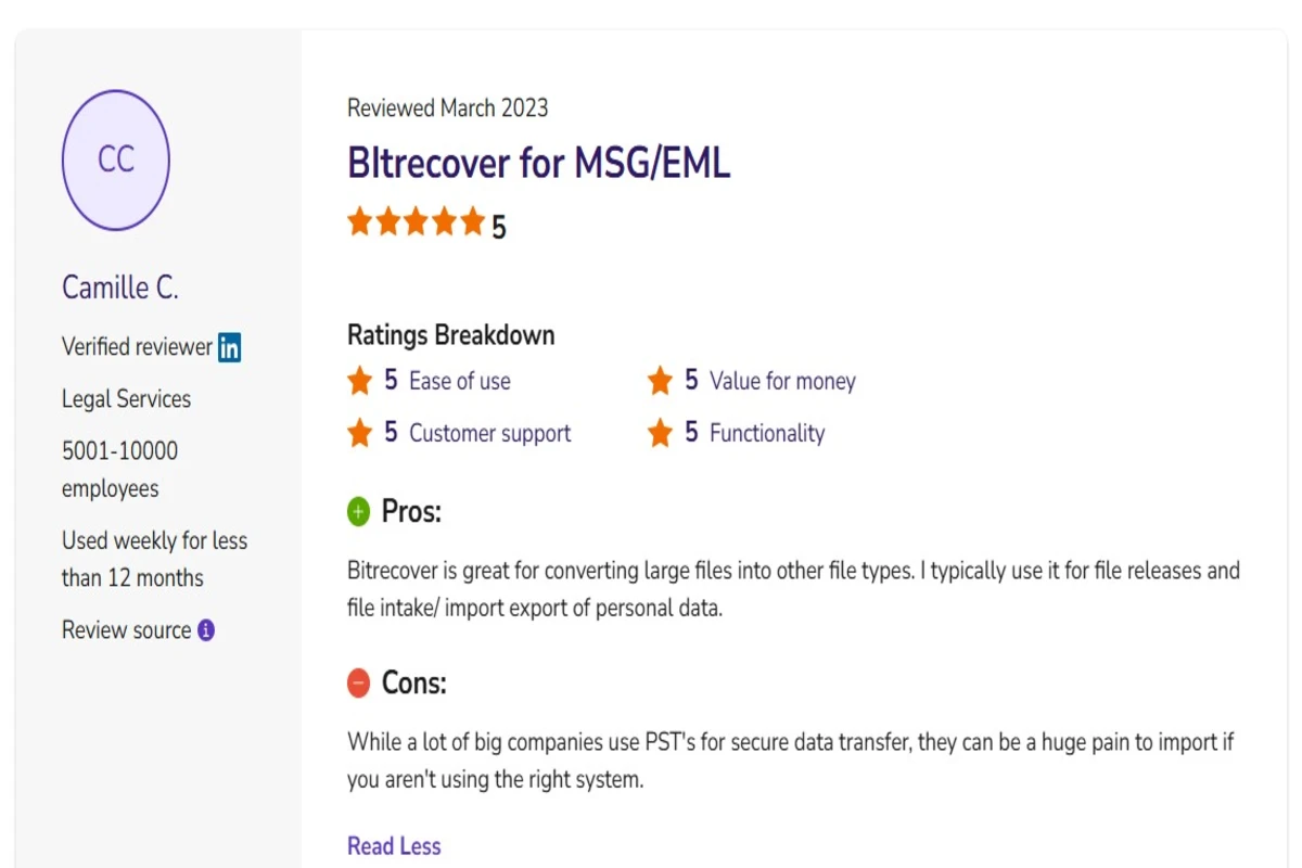 Software Advice review screenshot