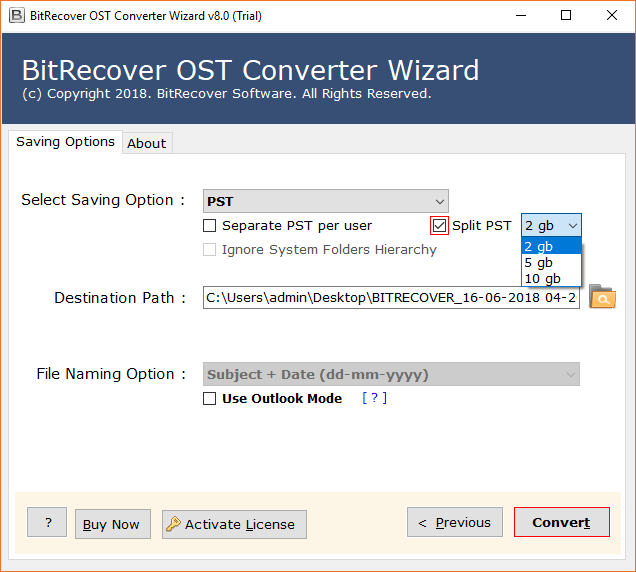 size of Outlook data file