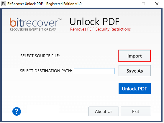 Bank statement password remover import option