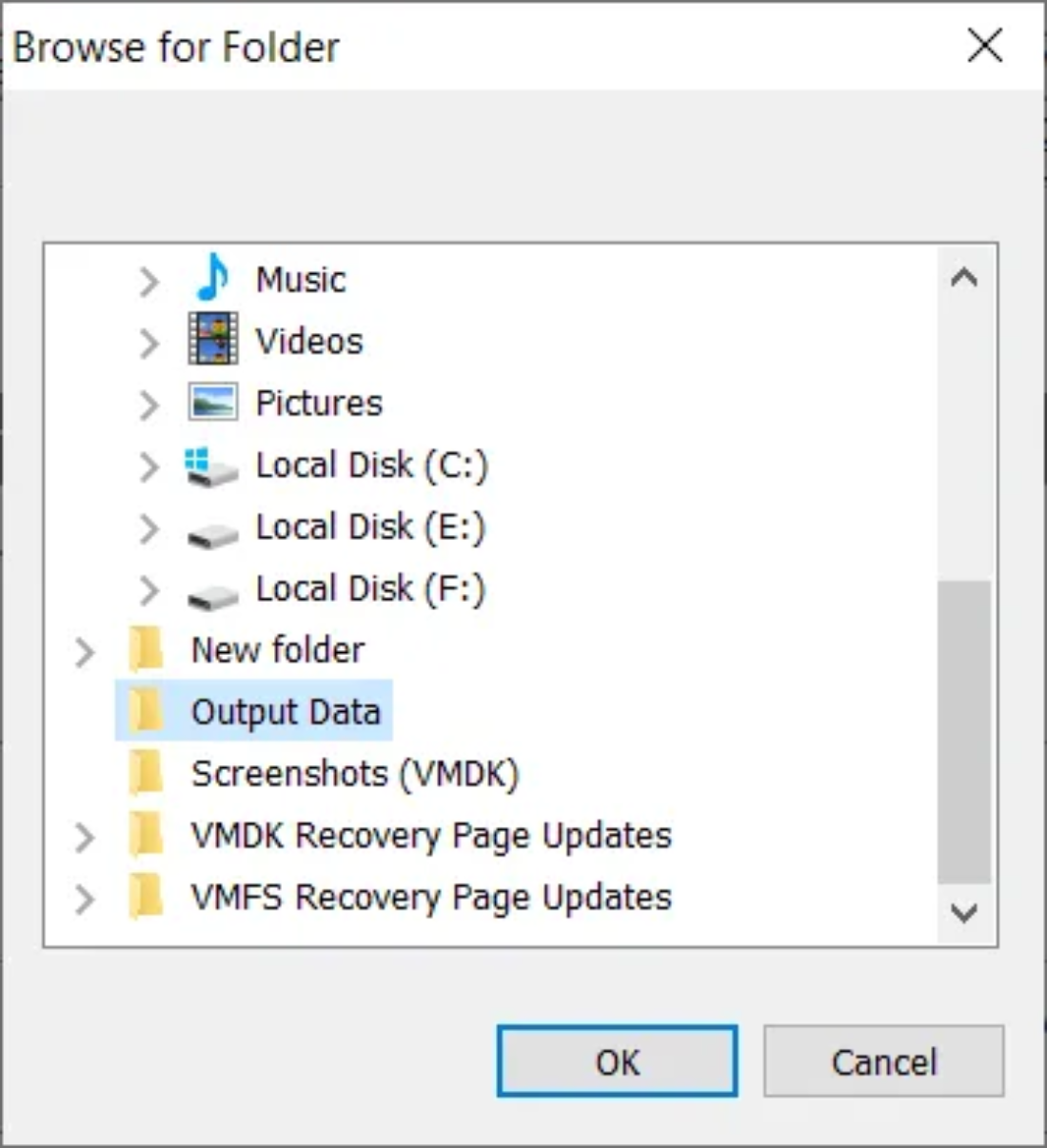 Select Output Folder