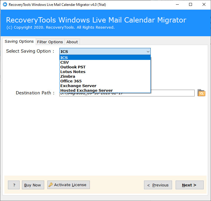 Outlook PST as saving option