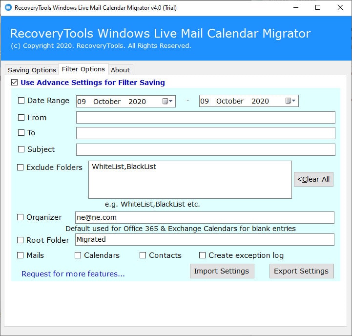 choose the desired filter option